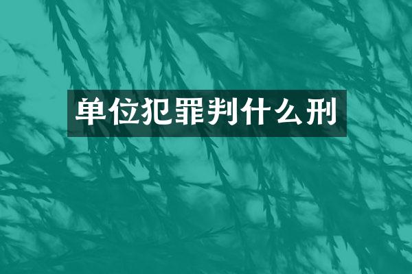单位犯罪判什么刑