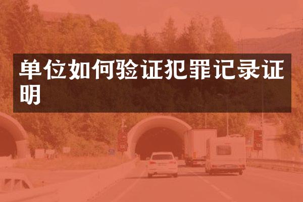 单位如何验证犯罪记录证明