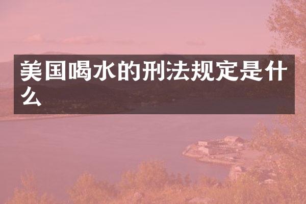 美国喝水的刑法规定是什么