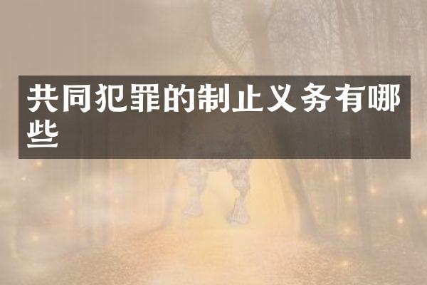 共同犯罪的制止义务有哪些
