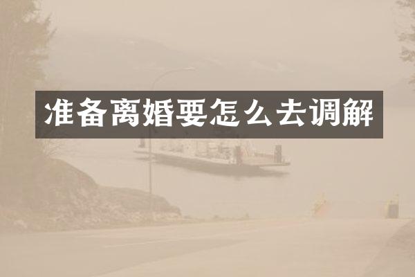 准备离婚要怎么去调解