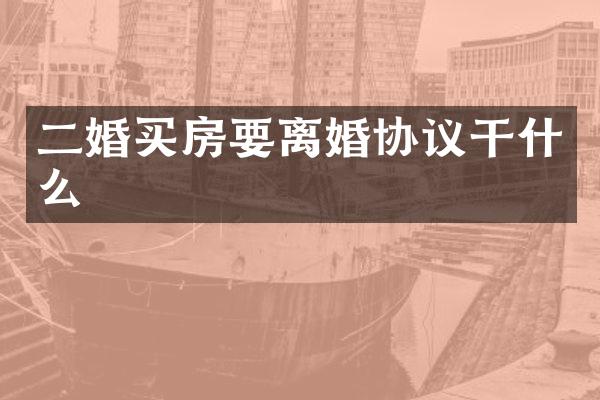二婚买房要离婚协议干什么