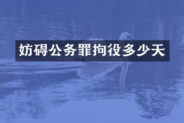 妨碍公务罪拘役多少天