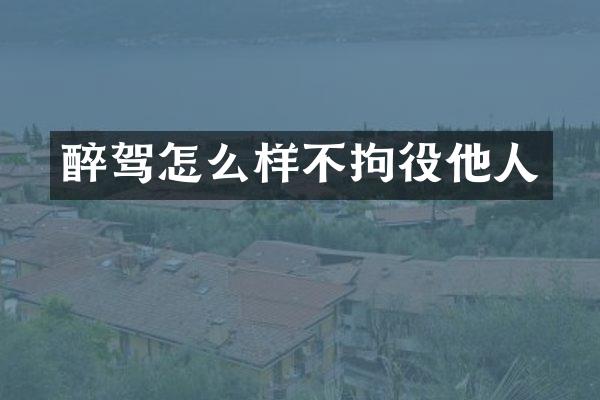 醉驾怎么样不拘役他人