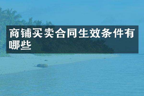 商铺买卖合同生效条件有哪些