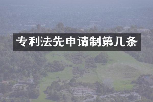 专利法先申请制第几条