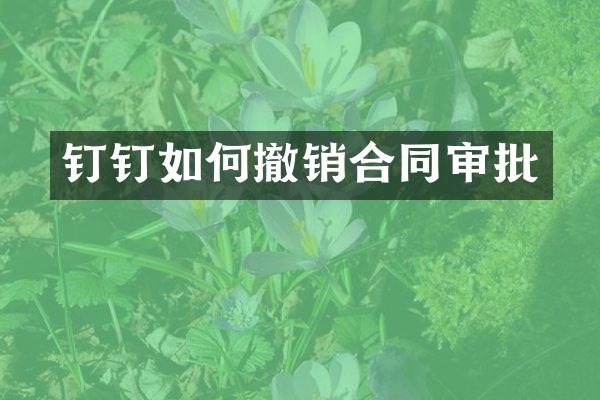 钉钉如何撤销合同审批