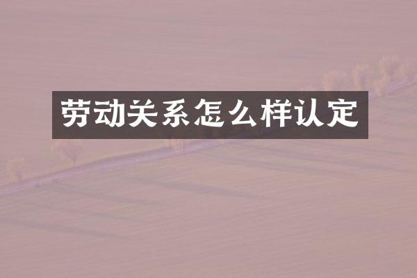 劳动关系怎么样认定
