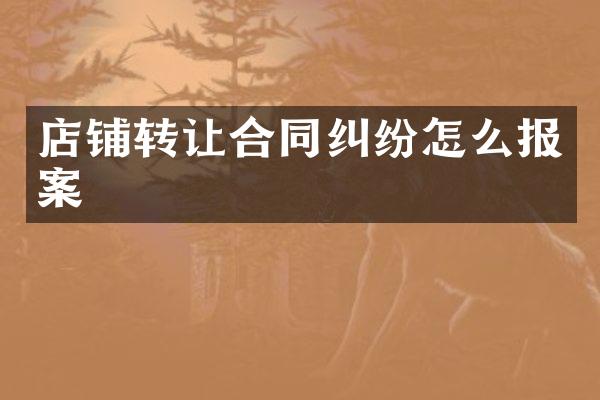 店铺转让合同纠纷怎么报案