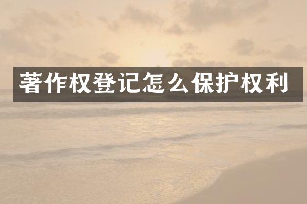 著作权登记怎么保护权利