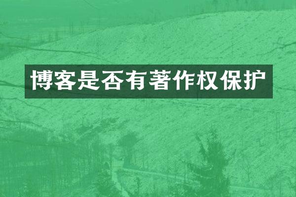 博客是否有著作权保护