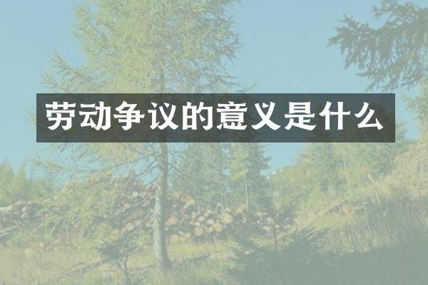 劳动争议的意义是什么