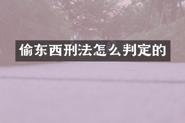 偷东西刑法怎么判定的