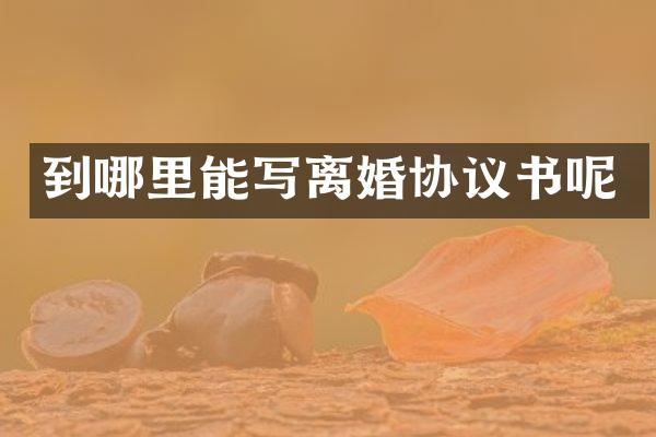 到哪里能写离婚协议书呢