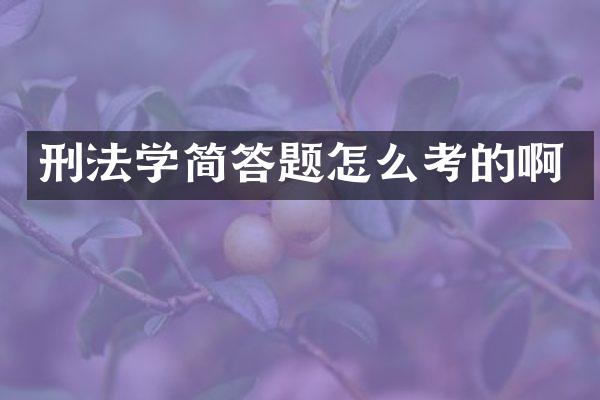 刑法学简答题怎么考的啊