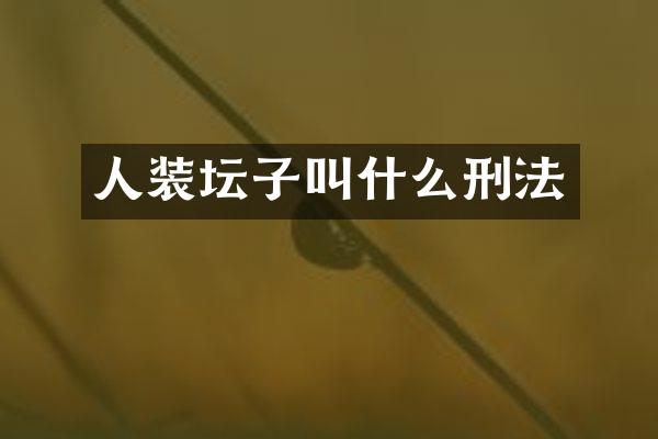 人装坛子叫什么刑法