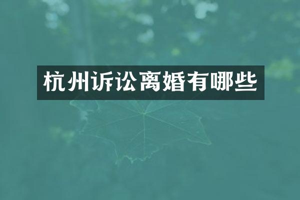 杭州诉讼离婚有哪些