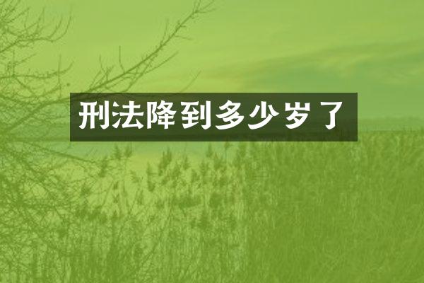 刑法降到了