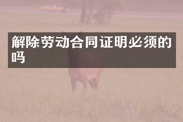 解除劳动合同证明必须的吗
