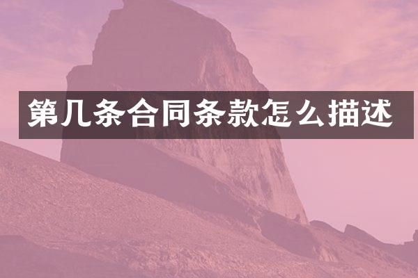 第几条合同条款怎么描述