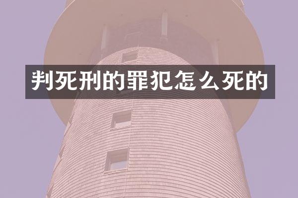 判死刑的罪犯怎么死的