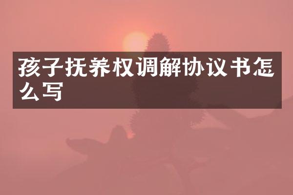 孩子抚养权调解协议书怎么写