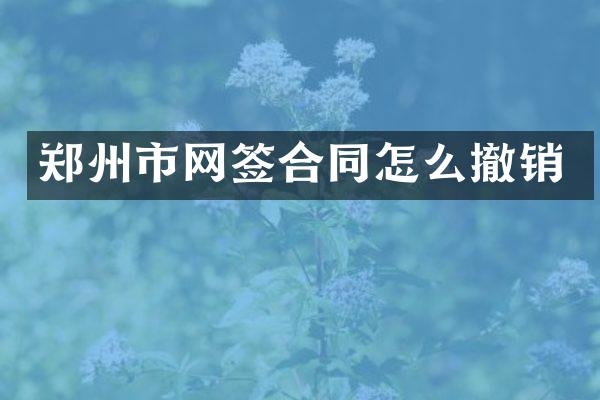 郑州市网签合同怎么撤销
