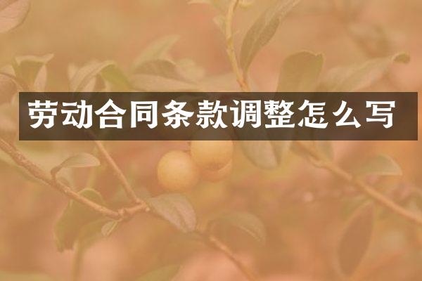 劳动合同条款调整怎么写