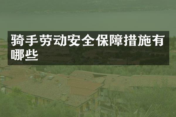 骑手劳动安全保障措施有哪些