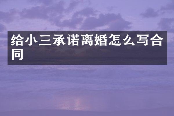 给承诺离婚怎么写合同
