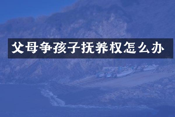父母争孩子抚养权怎么办