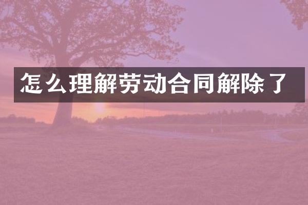 怎么理解劳动合同解除了