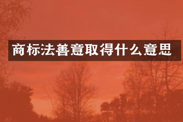 商标法善意取得什么意思