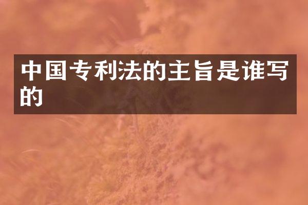 中国专利法的主旨是谁写的