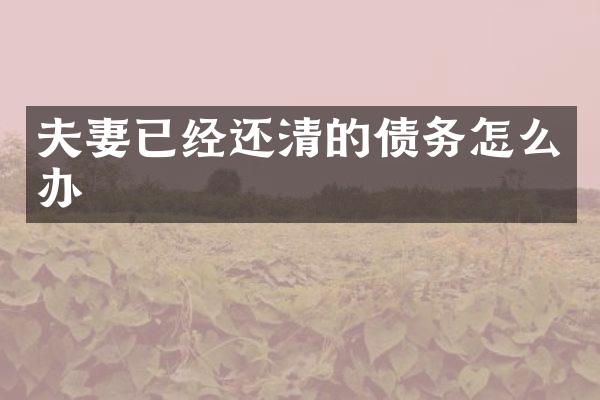 夫妻已经还清的债务怎么办