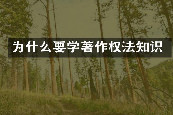 为什么要学著作权法知识