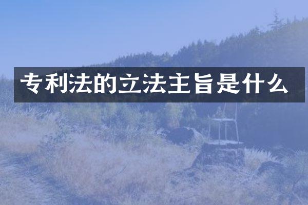 专利法的立法主旨是什么