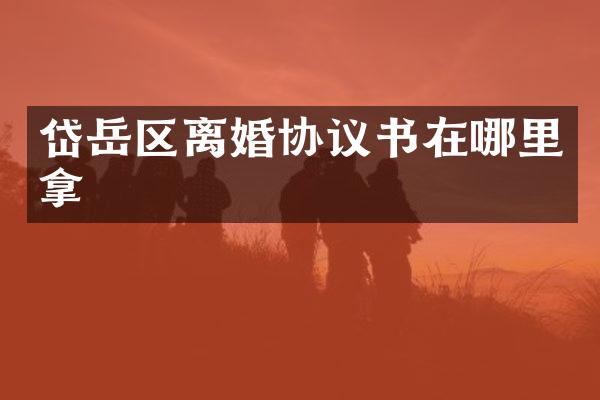 岱岳区离婚协议书在哪里拿