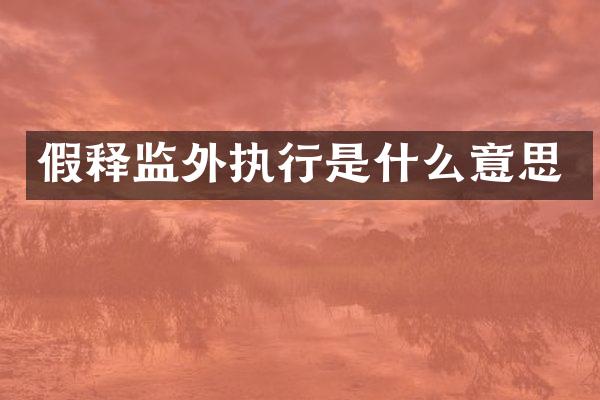 假释监外执行是什么意思