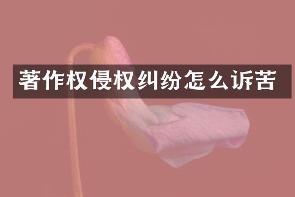 著作权侵权纠纷怎么诉苦