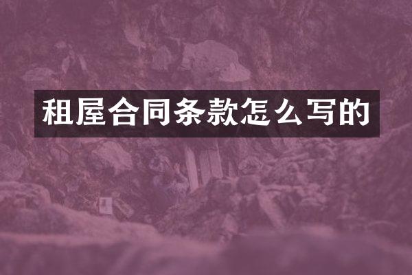 租屋合同条款怎么写的
