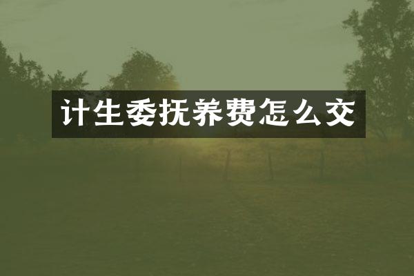 计生委抚养费怎么交