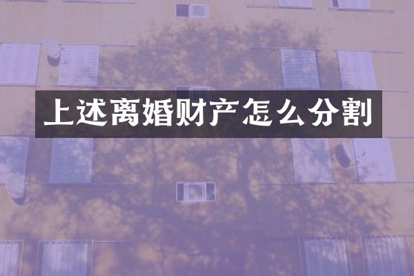 上述离婚财产怎么分割