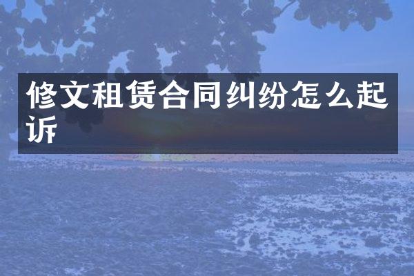修文租赁合同纠纷怎么起诉
