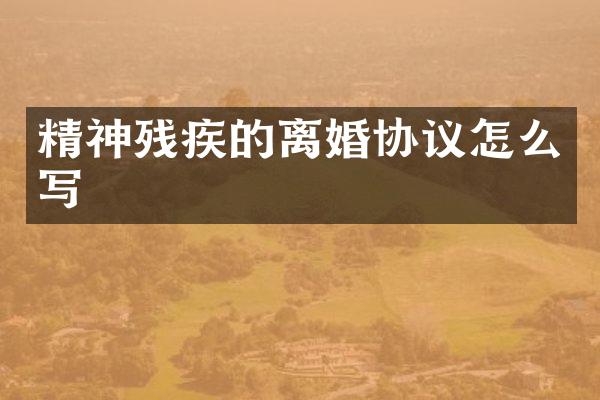 精神残疾的离婚协议怎么写