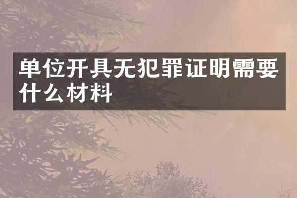 单位开具无犯罪证明需要什么材料