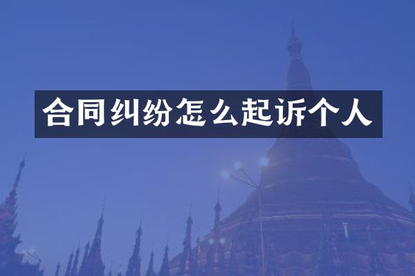 合同纠纷怎么起诉个人