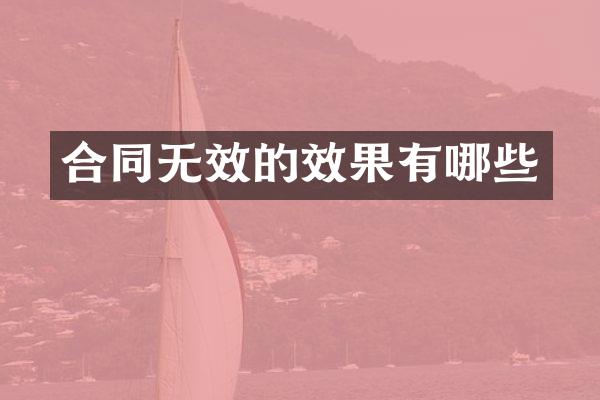 合同无效的效果有哪些