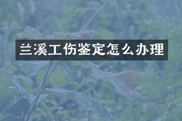 兰溪工伤鉴定怎么办理