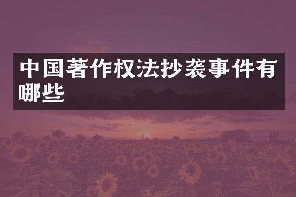 中国著作权法抄袭事件有哪些